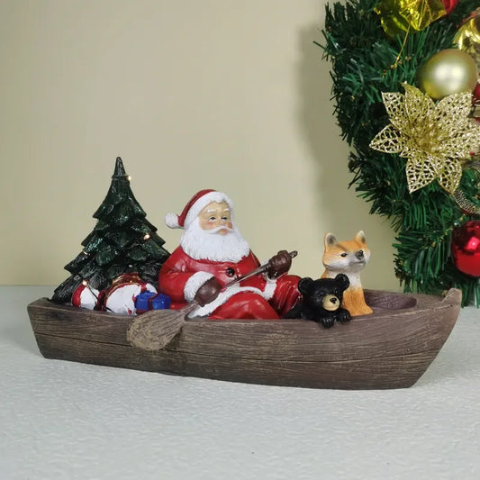 Boating Santa Claus Statue Decorative Figurines Interior Home Living Room Desktop Accessorie Decoration Collection Object