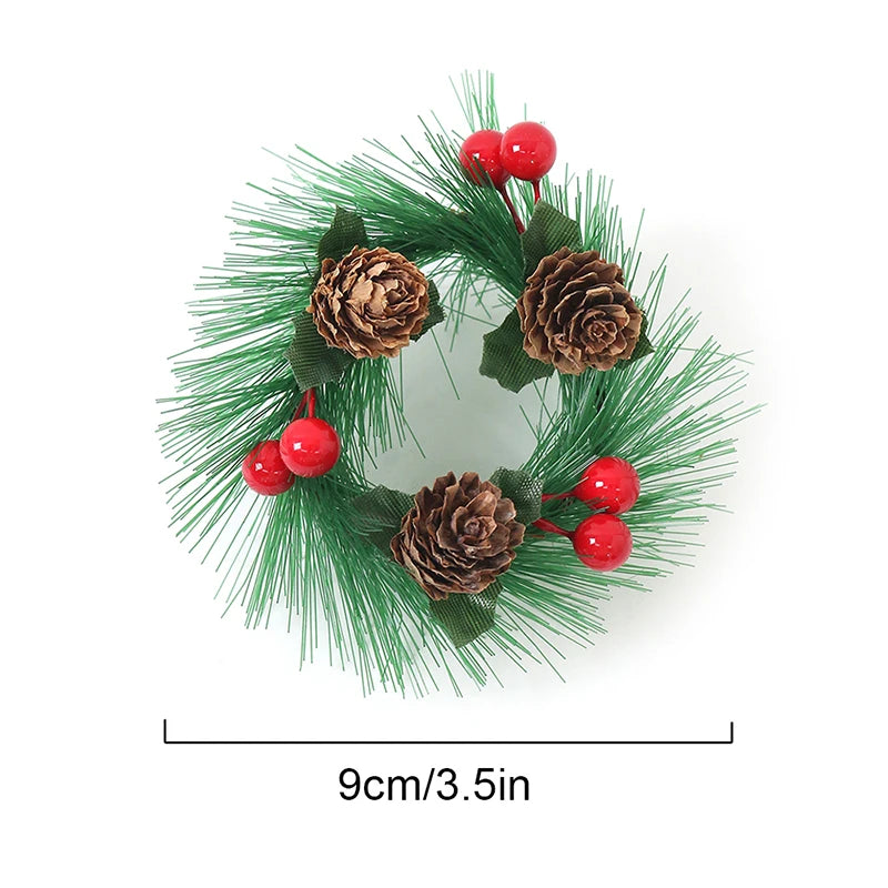 Artificial Christmas 9cm Pinecones Pine Needles Branches Artificial Red Berry Stems for Xmas Tree Garland DIY Craft Gifts Decor