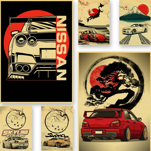 JDM Auto Kraft Paper Japan Racing Classic Home Décor Life Poster Vintage de alta calidad Impresión