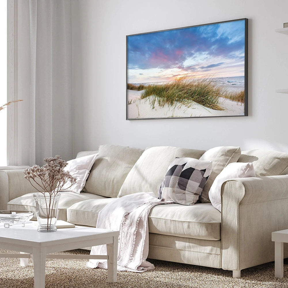 Strand natuur landschap foto canvas print muur kunst poster zon zee planten ontspannen foto voor woonkamer huis huisdecor cuadros