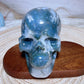 Natural Crystal Moss Agate Skull Painting Stone Polished Energy Carving Home Decoration Energy Ore