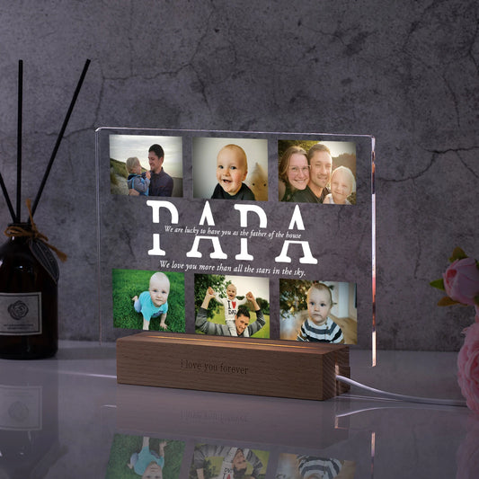 Testo fotografico personalizzato personalizzato 3D Lampada acrilica personalizzata camera da letto notturna per la mamma papà ama il regalo di compleanno di amici di famiglia