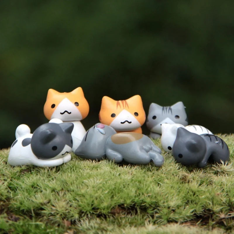 6pcs/set Lustigem Neko ATSUME MEOW MECHI Dango Katze Blume Pot Micro Landschaft Mini Puppenbalkon Dekorationen Blumen Pot Home Decoration