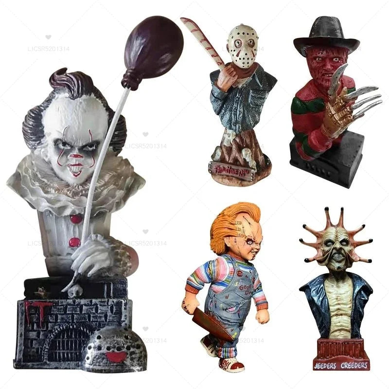 Halloween Horror Movie Killer Statue Resin Crafts Killer Horror Atmosphere Desktop Furniture Interior Decoration Party Play Gift