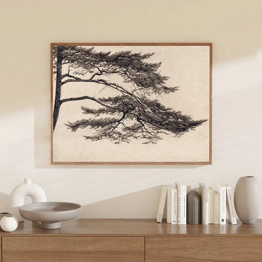 Pine Tree Ast Vintage Tree Zeichnung Poster und Drucke Leinwand Malerei Wandkunst Bild für Wohnzimmer Home Dekoration