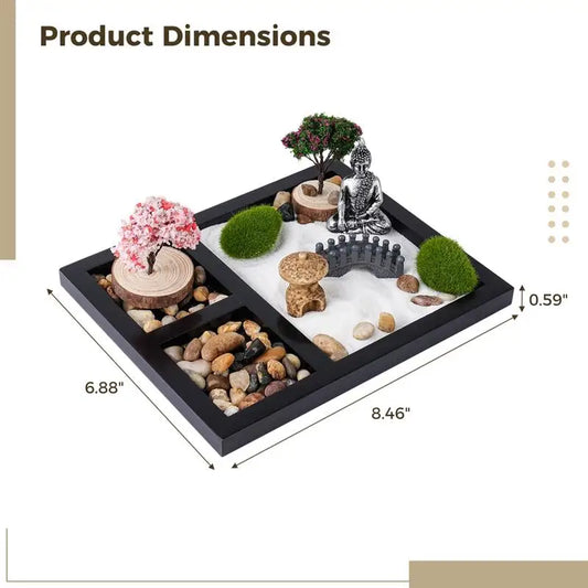 Mini Zen Garden Garden Kit de Acessórios para Jardim Zen Authentic Zen Zen com ferramentas de bambu Decor