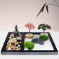 Mini bonsai de estilo zen de estilo japonés, Buda y árbol en miniatura, mesa de arena zen de estatua, decoraciones de la oficina para el hogar micro adornos