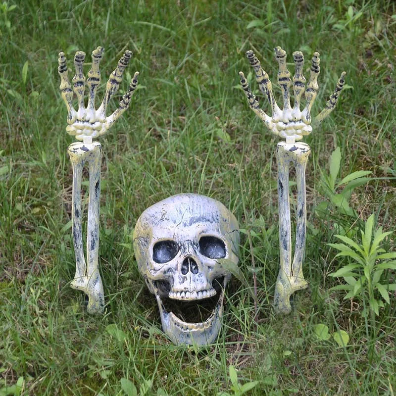 Halloween Decoration Scary Skull Skeleton Hand Bone Realistic Skull Pile Yard Lawn Pile Garden Cemetery Home Decor