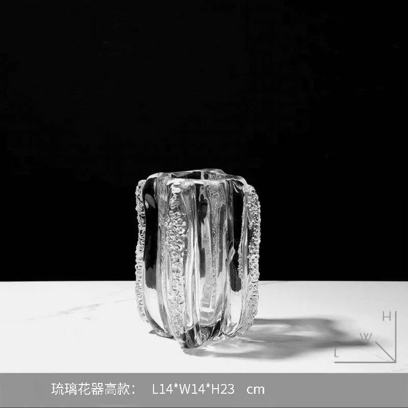 Fashion and luxuryThick Glass Vase Simple Modern Light Luxury Crystal Flower Ware Living Room Model Soft Decoration Arrangement