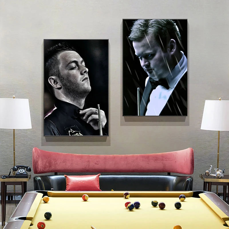 Snooker Billard Players Affiches et imprimés en noir et blanc peinture murale décor décor images photo billard salle chambre