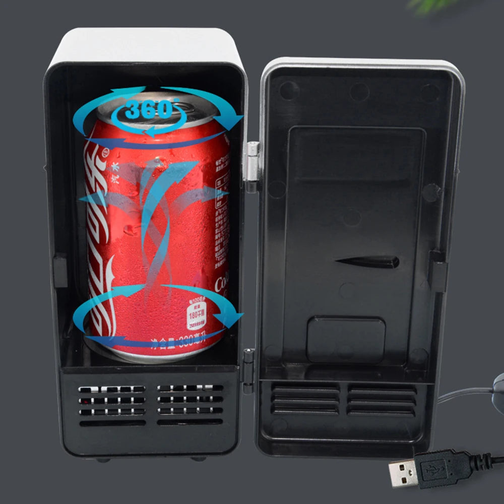 USB Refrigerator Fridge Portable Cooler Mini Beverage Drink Cans Cooler / Warmer for Car Laptop PC Computer Black Red Color 2022