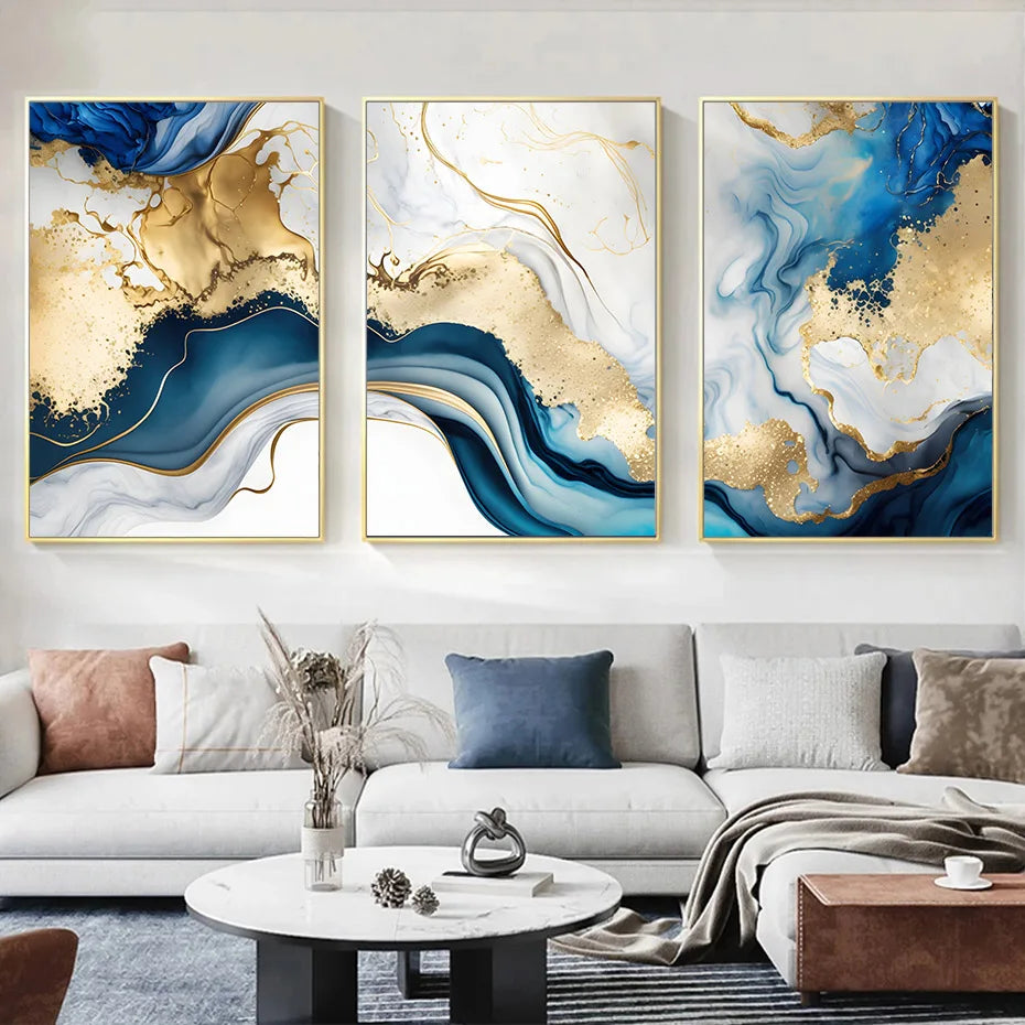 Modern abstrato abstrato dourado dourado marmore de parede de parede pôsteres de telas pinturas de impressão de imagens de quarto quarto decoração de interior caseira