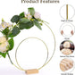 1pcs Gold Metal Flowers Hoop with Place Card Holder Wedding Table Centerpiece Decoration Christmas DIY Wreath Garland Decor