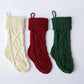 1Pcs Wool Knitted Christmas Stocking Diamond Stripes Crochet Gift Bags Santa Elk Socks Christmas Tree Fireplace Hanging Decorate