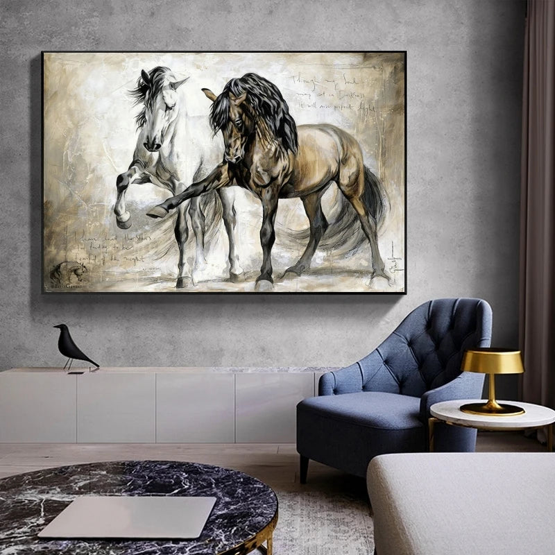 Animal Steed Canvas pintando carteles de arte de pared y estampados de caballos salvajes Cuadros Cuadros Sala de decoración del hogar Decoración moderna