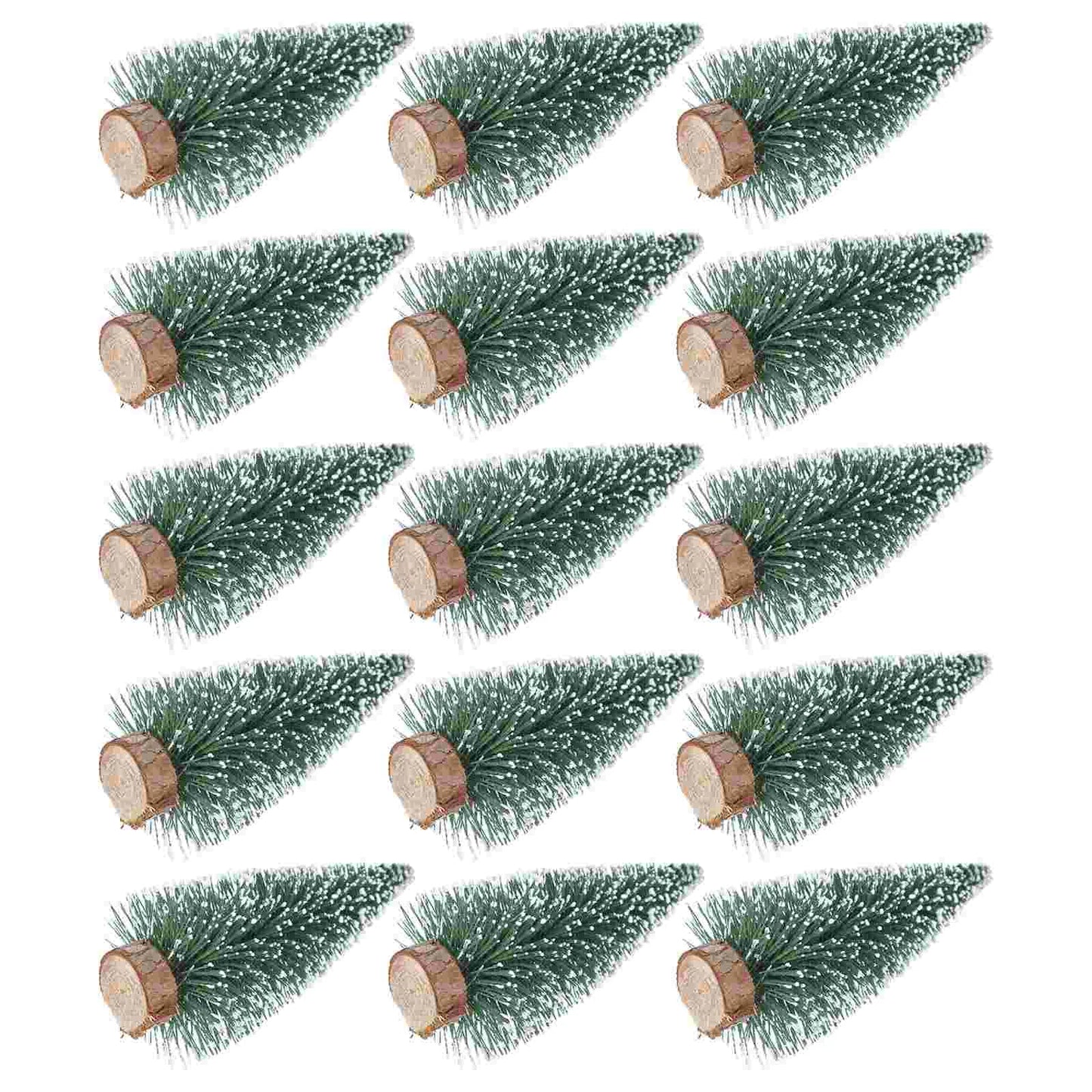 15 Pcs Mini Christmas Party Decos Tree Artificial Sisal Holiday Gifts Fake Whited Cedar Tabletop Decorative Small Pine Desktop