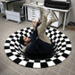 Tapete redondo 3D Ilusão óptica tapete anti-deslizamento preto armadilha branca porta tapete de tapete de tapete anti-chão