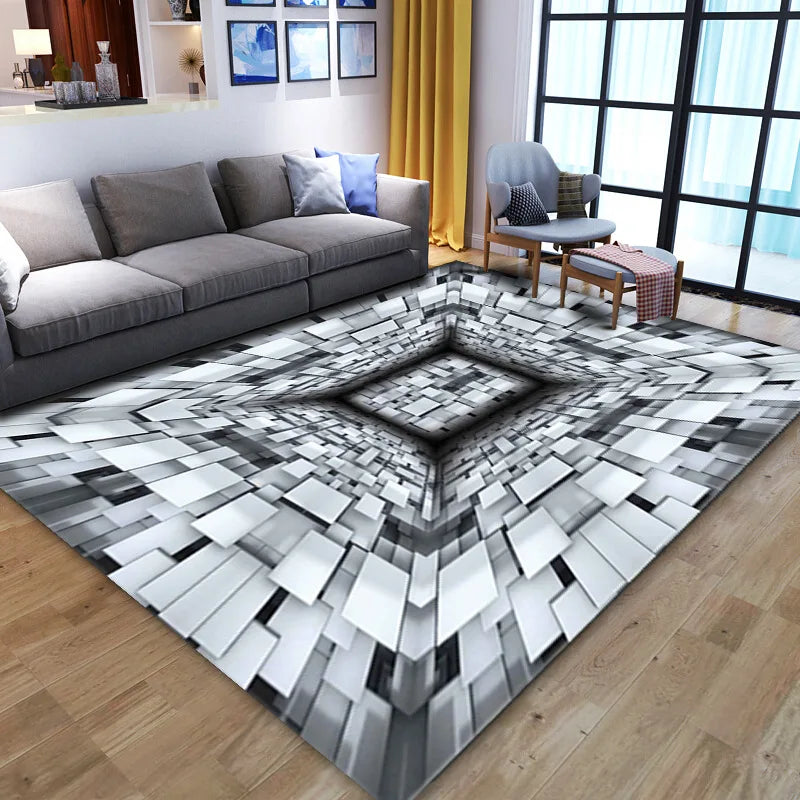 3D Optical Illusion Living Room Carpet Bedroom Living Room Anti-slip Floor Rug Soft Hallway Kitchen Floor Mats Home Decoration