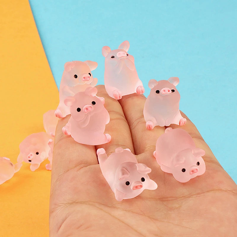 6pcs Kawaii Mini Harz Cartoon Schwein Miniaturen Terrarium Figuren DIY Handgefertigte Sammelalbum Handwerk Home Dekoration Accessoires