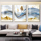 3 piezas Nordic Luxury Ribbon Abstract Landscape Arte de pared Pinturas lienzo