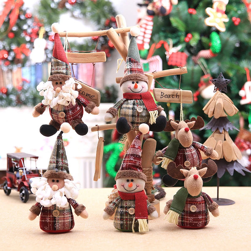 Christmas Hanging Pendant Santa Claus Elk Bell Pendant Plaid Long Leg Doll  Merry Christmas Tree Decor Home 2024 Xmas Ornaments