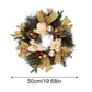 Christmas Wreaths Rustic 20-Inch Wreath With Gold Ribbon Bow Pine Cone Farmhouse Festive Garlands Decorations For Window Winter