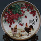 Chinese Famille Rose Porcelain Qing Qianlong Bayberry Rooster Plate 10.24 inch