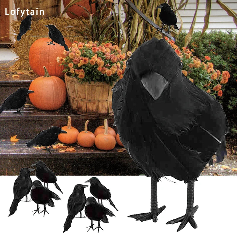 Lofytain 18*10 cm Halloween Black Crow Model Simulation Fake Bird Animal Scary Toys For Halloween Party Home Decoration