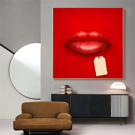 Moderne rote Lippen Etikett Drucke Wandkunst Poster Mode sexy Mund Canvas Malerei Bilder Innenraum Cuadros Home Dekoration