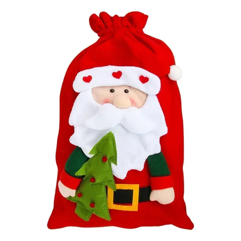 Christmas gift bag gift large fleece Cartoon socks Santa Claus backpack decoration socks Home Decor Christmas Decoration Props