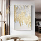 Peinture de feuille de plumes en or en or blanc grand luxe art mur