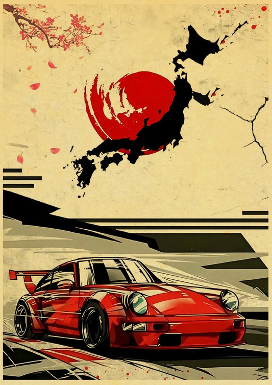 JDM Auto Kraft Paper Japan Racing Classic Home Décor Life Poster Vintage de alta calidad Impresión