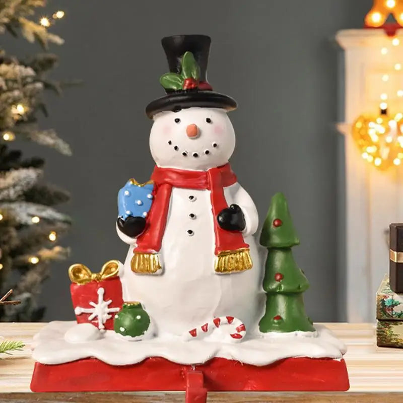 Santa Snowman Resin Mantle Stockings Hook Non-skid Mantel Christmas Decorations Table Ornament Christmas Snowman Stocking Holder