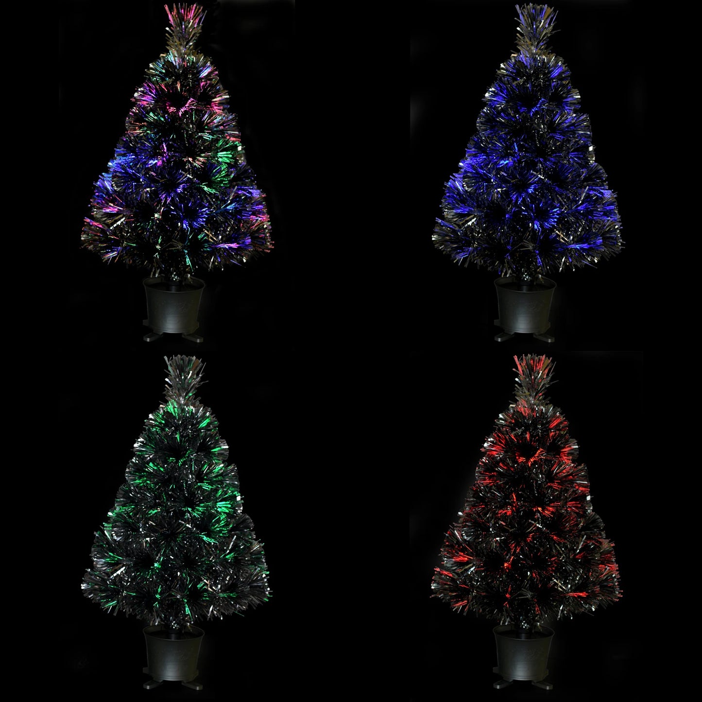 60cm Iridescent Mini  Fiber Optic Tabletop Artificial Christmas Tree with LED lights Silver Base Xmas Table Top Tree