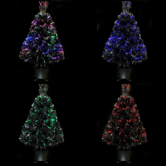 60cm Iridescent Mini  Fiber Optic Tabletop Artificial Christmas Tree with LED lights Silver Base Xmas Table Top Tree