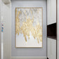 Peinture de feuille de plumes en or en or blanc grand luxe art mur