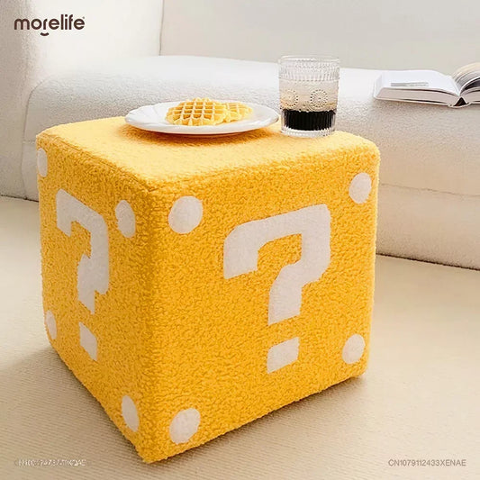 Nordic Creative Cute Fabric Square Yellow Low Stools Sofa Small Footstool Shoe Changing Stool Soft Seat Ottoman Home Furniture