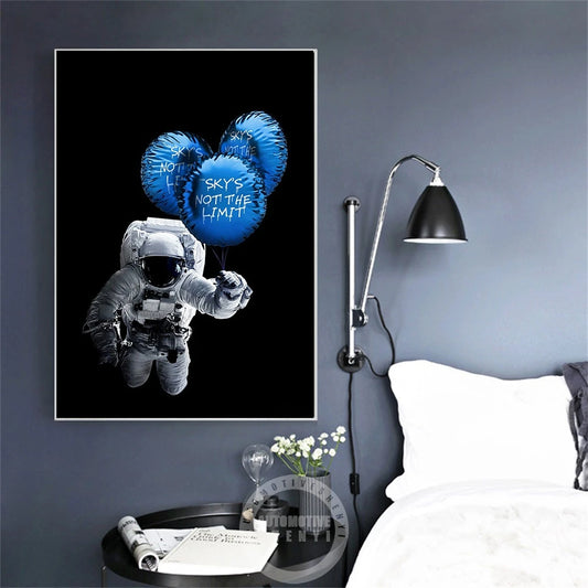 Sky's Not The Limit Art Posters Astronaut Abstract Graffiti Prints Canvas Painting Picture for Living Kids Room Home Decoratie