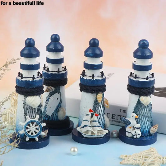 Novo 1pc Pequeno Lighthouse Sea Decoração de barcos decorativos Decoração de decoração Resina Decoração náutica com tema náutico Adorno