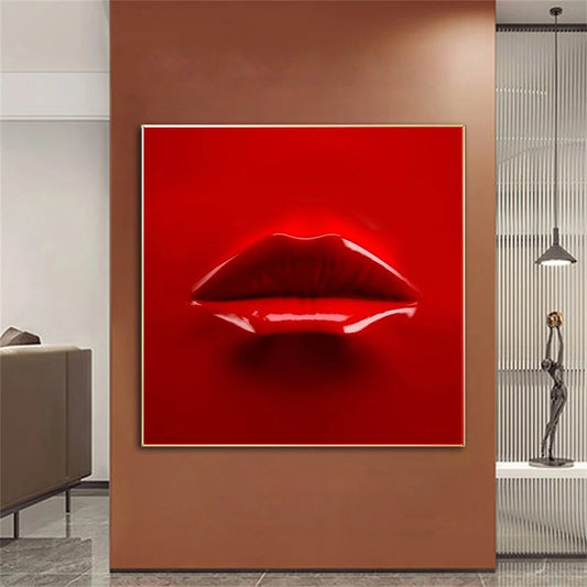 Moderne rote Lippen Etikett Drucke Wandkunst Poster Mode sexy Mund Canvas Malerei Bilder Innenraum Cuadros Home Dekoration