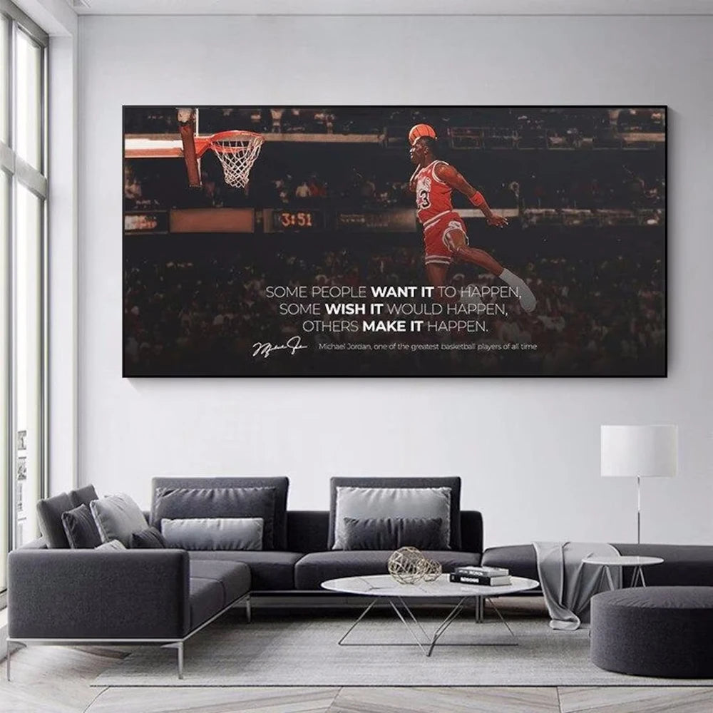 Jordon zitiert Motivationsbasketballplakate und Drucke Legende Basketballstar Leinwand Malerei Sport Wandkunst Home Decor Wandbild