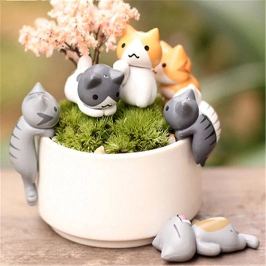 6pcs/set Lustigem Neko ATSUME MEOW MECHI Dango Katze Blume Pot Micro Landschaft Mini Puppenbalkon Dekorationen Blumen Pot Home Decoration