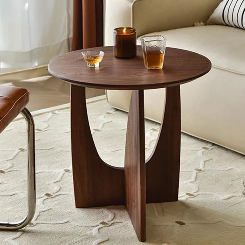 Wooden Round Side Table Living Room Coffee Corner Floor Side Table Hallway Low Tea Table Basse De Salon Japandi Style Furniture