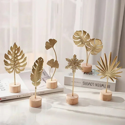 Ginkgo Leaf Decoration Wooden Ornaments Miniature Figurines Office Desktop Crafts Home Decor Christmas Gifts Home Accessories