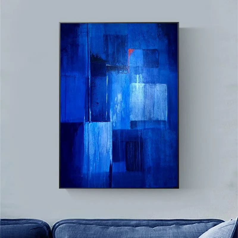 Cartel de pared de lona abstracta moderna Póster de pared azul