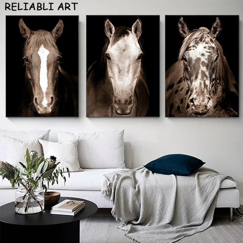 Modern Animal Horse Portrait Canvas Pinting Poster y estampados Imágenes de arte de pared para sala de estar Decoración del hogar sin marco