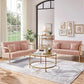 56.5" W Modern Loveseat 2 Seater Sofa Luxurious Velvet Fabric Couch with Gold-Tone Metal Arms and Legs for Bedroom, Studio Pink