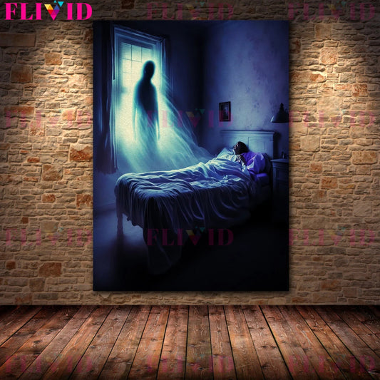 Ghosts Around Mysterious Horror Ai Art Poster And Print Ghosts By The Bedside Vintage Wall Art Canvas Painting Home Decoration