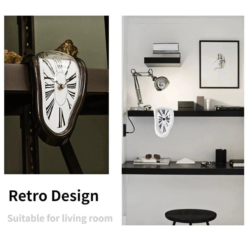 Reloj de derretimiento surrealista Reloj de pared de muro derretido silencioso Vistilización de pared de estilo Dali para la mesa decorativa de la oficina del hogar regalo de escritorio