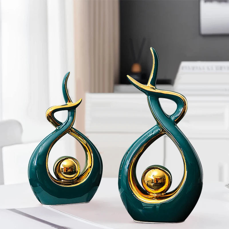 Modern Luxurious Living Room Home Decoration Accessories Abstract Ceramic Figurines Office Decoration Desk Souvenir Crafts Gift